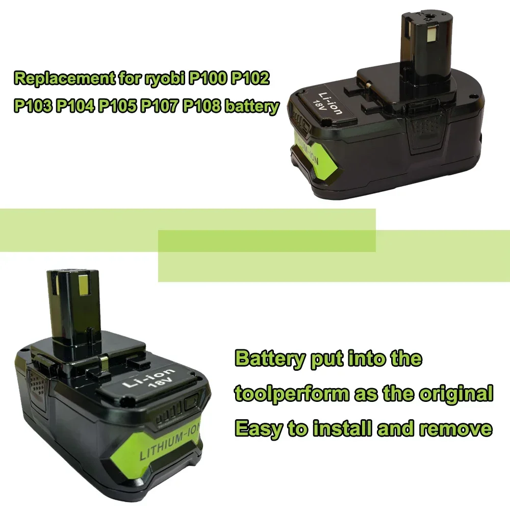 

For Ryobi 18V 6000mAh Battery P108 Li-ion Rechargeable Battery BPL1820 P108 P109 P106 P105 P104 RB18L50 Power Tool Baterry