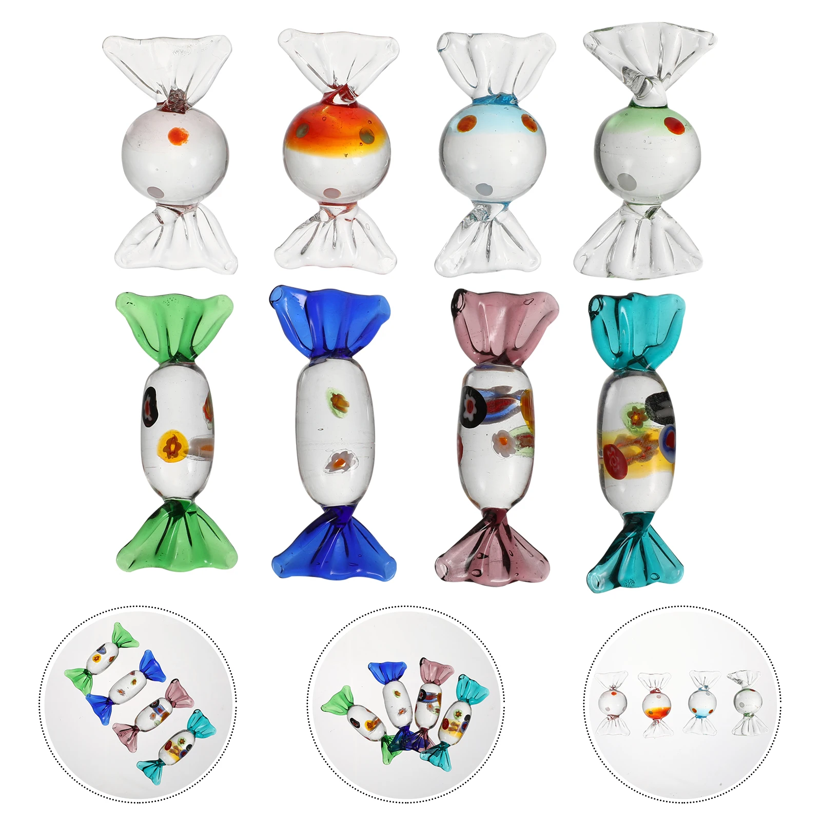 

8 Pcs Candy Adornment Glass Decor Vintage Home Sweets Ornament Wedding Decoration