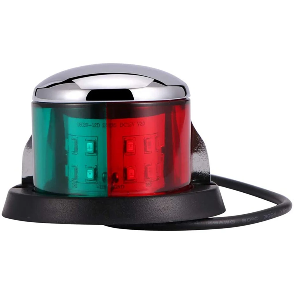 Plain 2Pcs 12V Navigation Lights LED Zinc Alloy Bow Light Marine Boat LED Red Green Pontoons Sailing Signal Lights