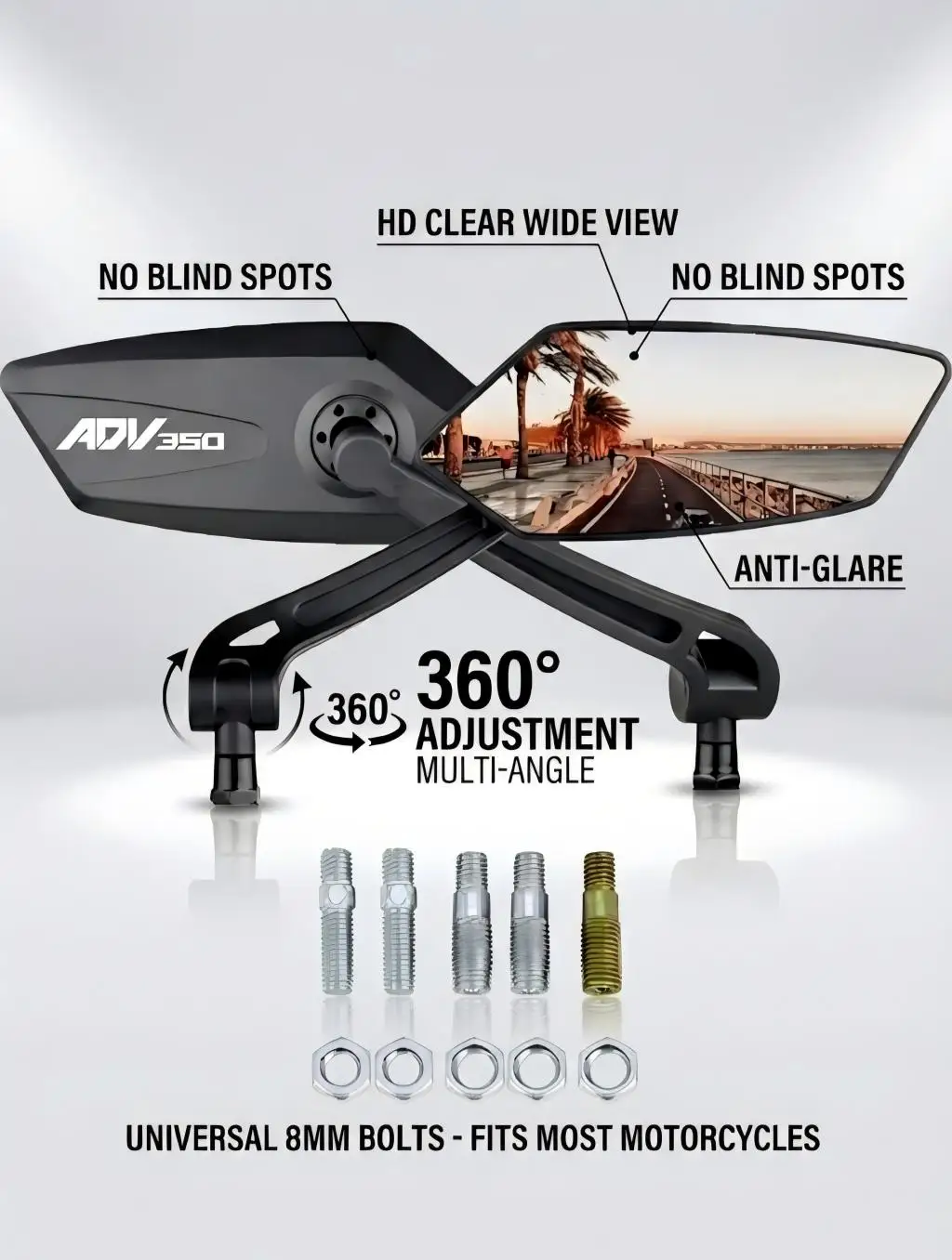 Motorcycle Rear view Mirrors For Honda ADV350 ADV 350 2021 2022 2023 ADV350 Adjustable Rear view Side Mirrors Accessories