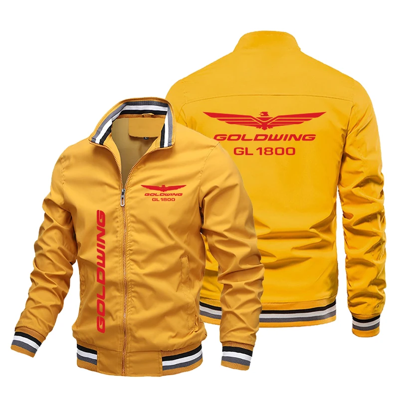 2024 Spring and Autumn New Honda Red Gold Wings GL1800 Biker Jacket Pilot Fashion Windbreaker Trendy Baseball Suit Men\'s Logo