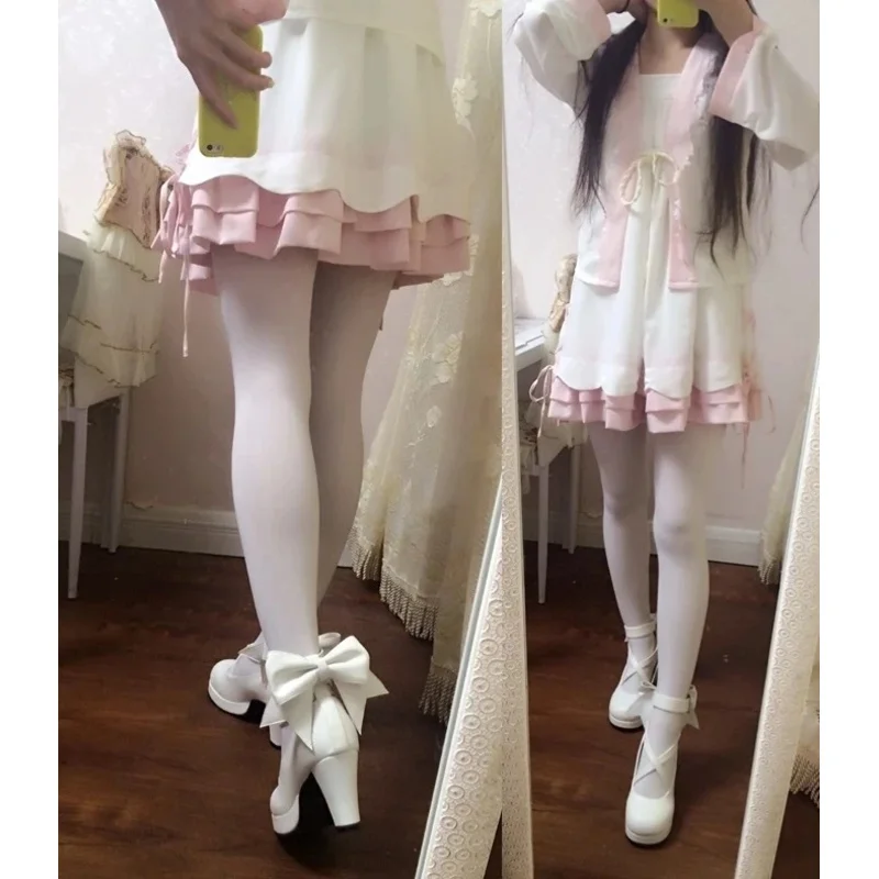 2021 Anime Puella Magi Madoka Magica 코스프레 일본식 로리타 하이힐 여성용 Bowknot Girls Princess Shoes