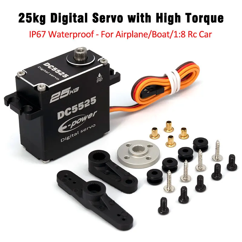 NUOVO RC DC5525 Waterpoof Servo 25kg Servo Digitale 180/270 Gradi Full Metal Per 1:8 1:10 RC Crawler SCX10 TRX4 D90 Parti di Giocattoli