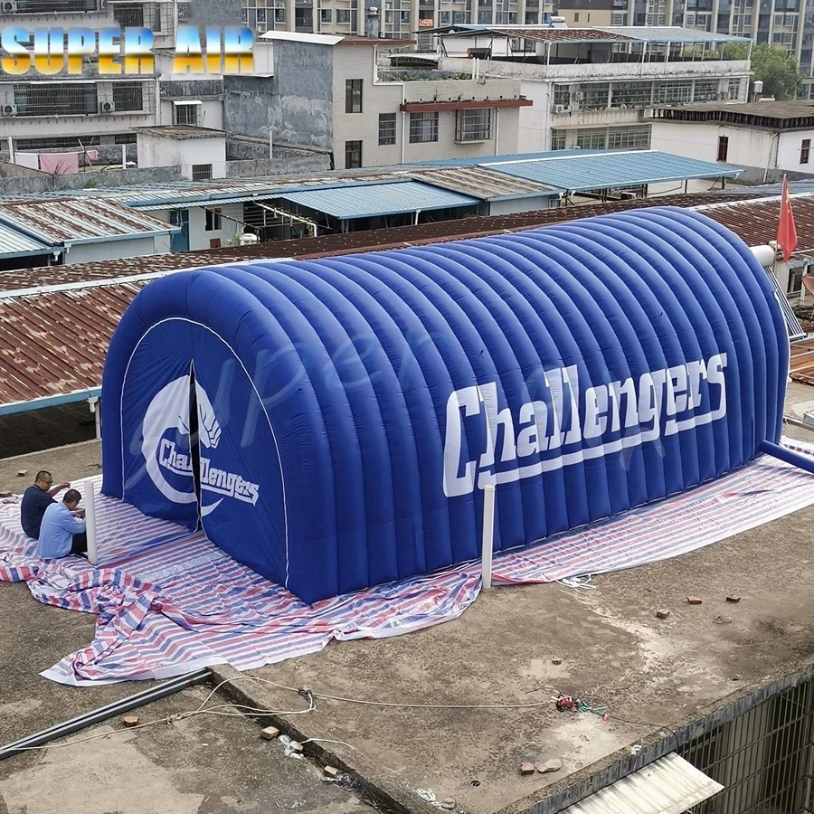 New style custom blue outdoor inflatable tunnle tent with door curtain for events