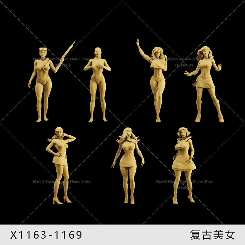 1/64 1/43 1/35 Scale Miniature Scene Dolls Retro Craze Hot Dance Racing Swimsuit Beauties Un-panited White Mini Action Figure