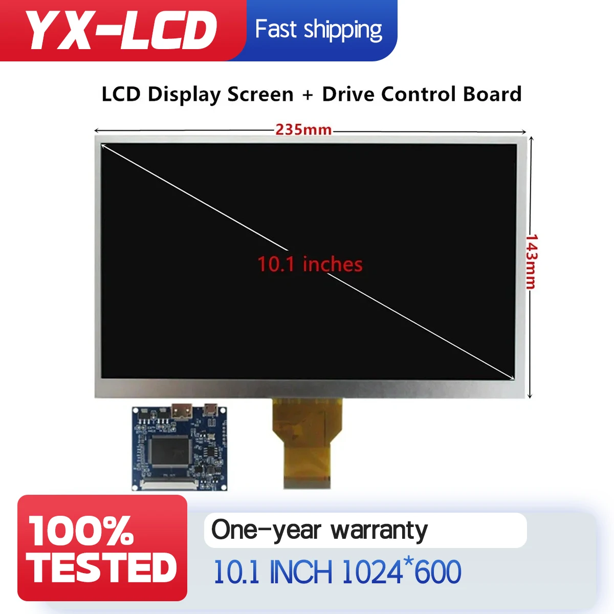 10.1 Inch 1024*600 DIY LCD Display Screen Driver Control Board HDMI-Compatible