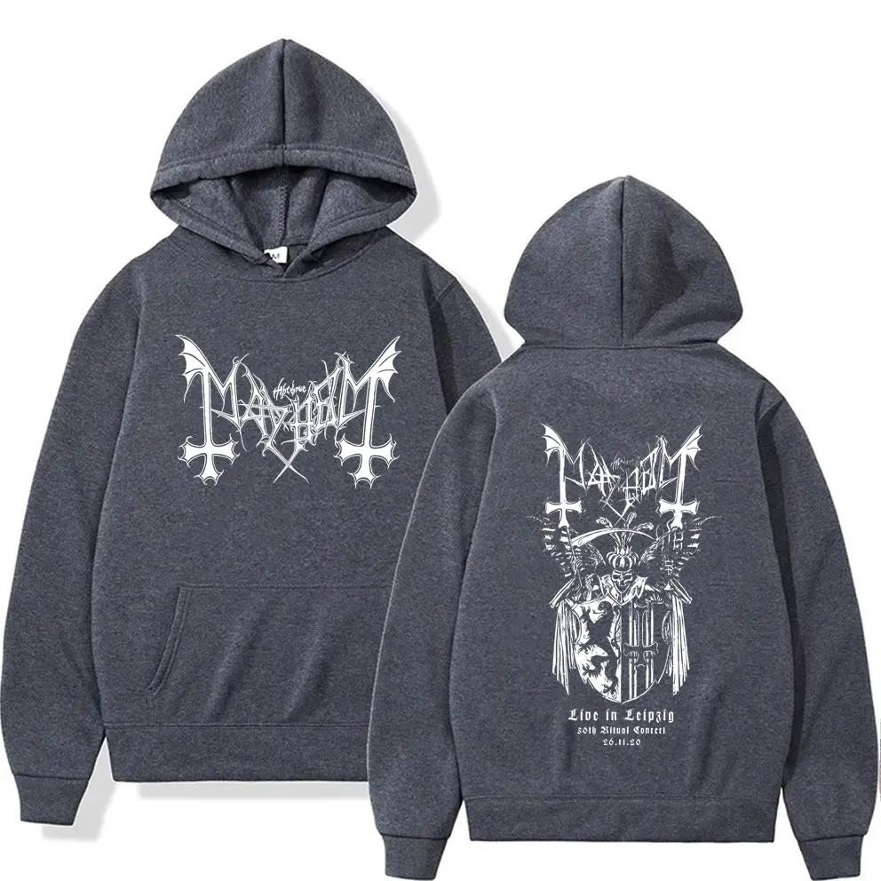 Mayhem Live in Leipzig Skeleton Graphic Hoodie Men Women Death Black Metal Rock Oversized Pullover Male Vintage Casual Hoodies