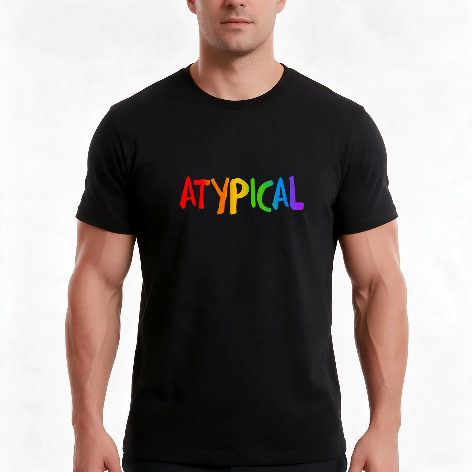 (Casey and Izzie) Rainbow Atypical logo- Netflix T-Shirt, Summer Casual Cotton Tee, Oversized Streetwear Tops, Unisex Men Women