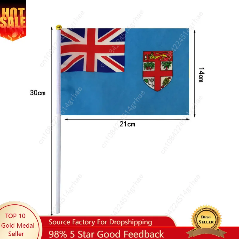 Fiji Hand Waving Flag Fiji Flag Small Mini Hand Held Flags 10 Pcs 14x21cm  Sporting Event Support Handheld Flag