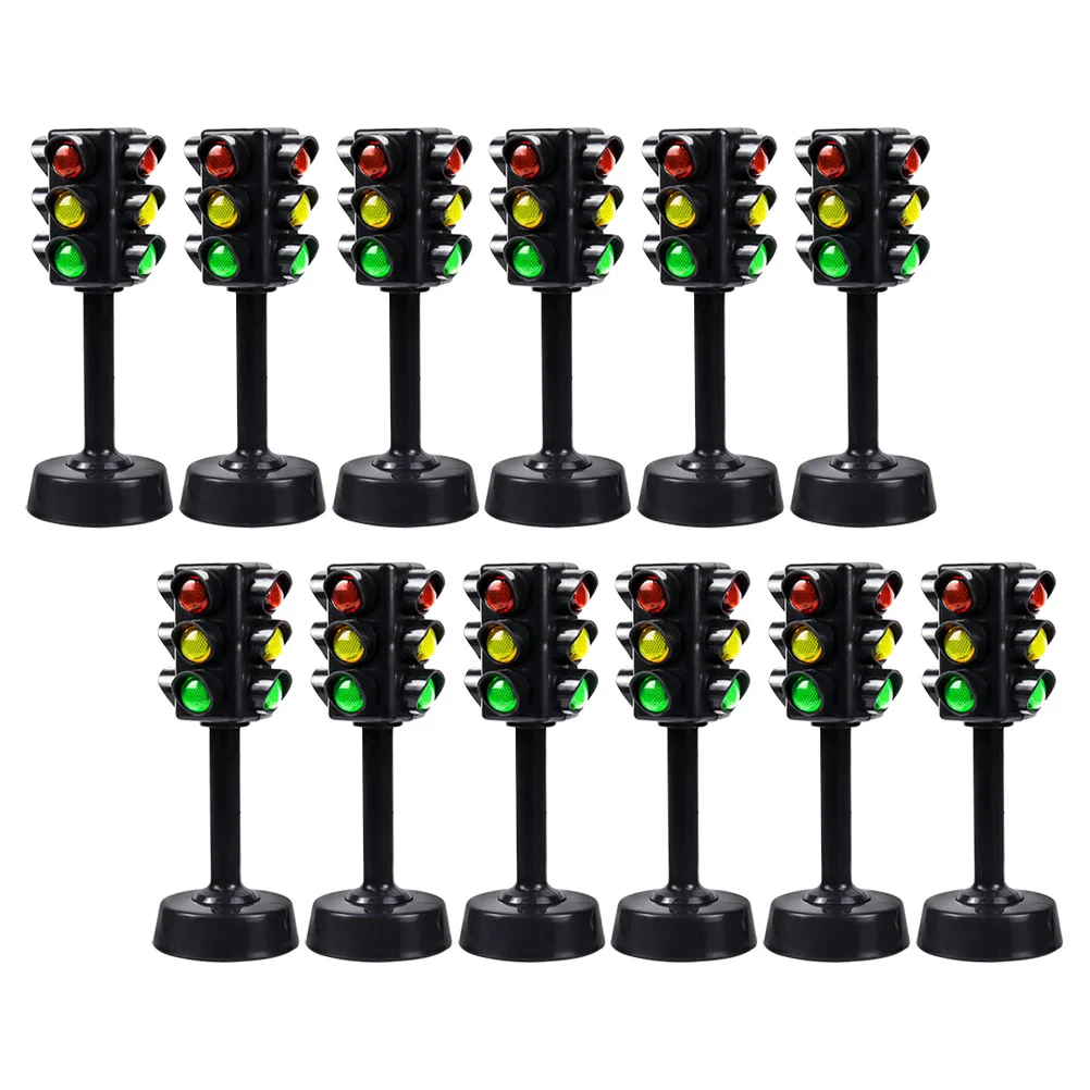 12 Pcs Traffic Light Model for Fun Mini Signal Lamp Cognitive Plaything Decorate Safety Toy Educational Abs Children