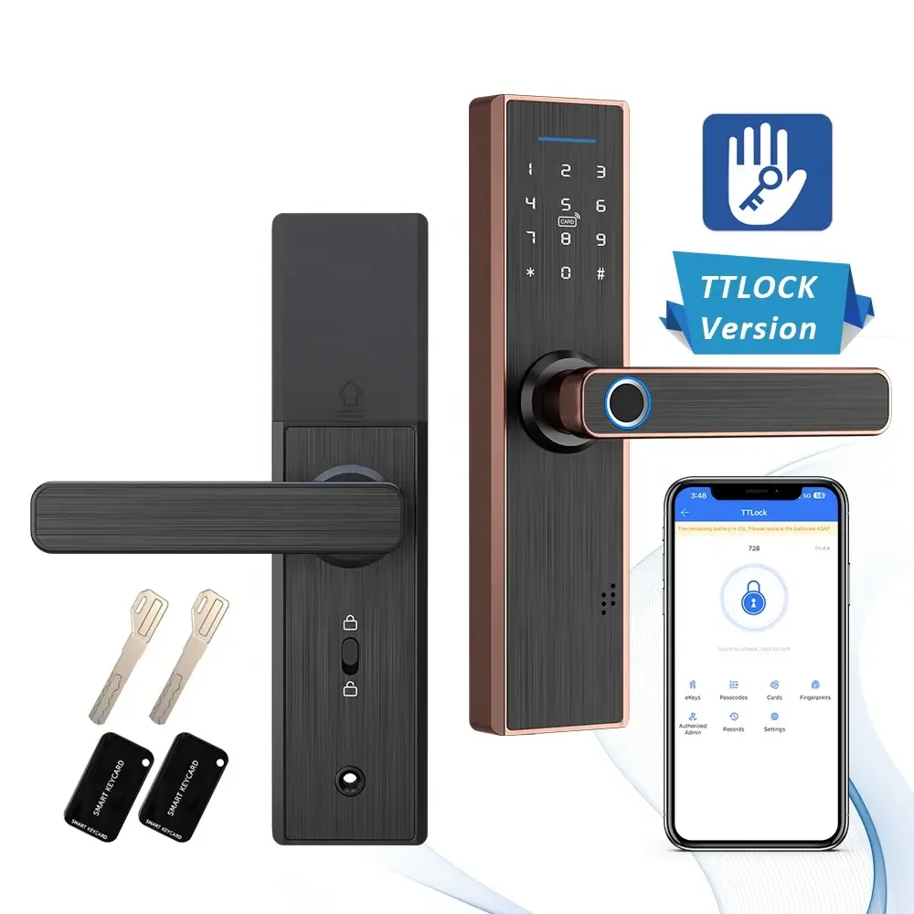 Silver ttlock tuya wifi smart door lock euro 6072 5572 4585 mortise fingerprint IC card pin codes electronic digital door lock