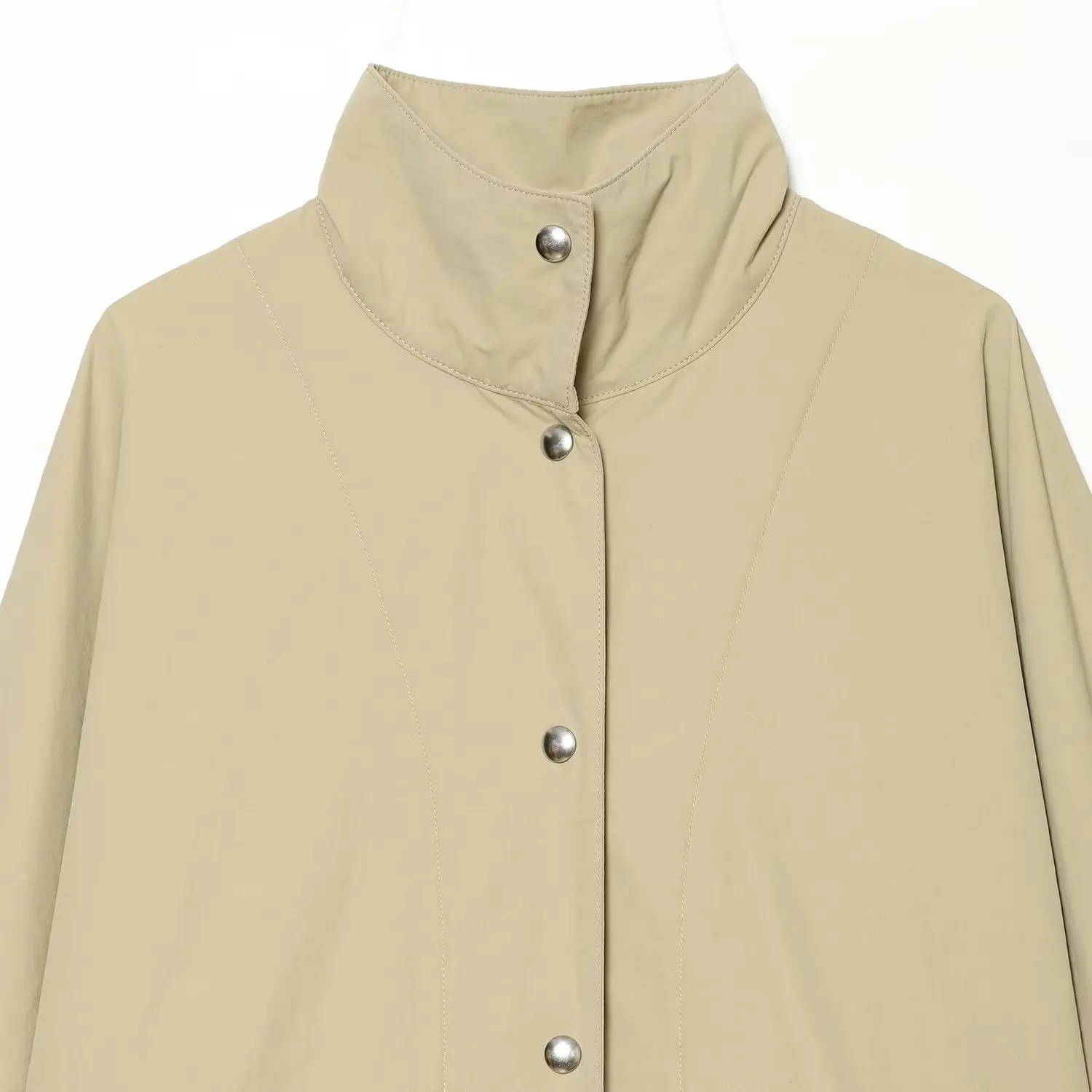 JNLEAOG Fashionable Loose Stand Collar Button Jacket Women's Summer New Style Polyester Long Sleeve Standard Fit Short Coat