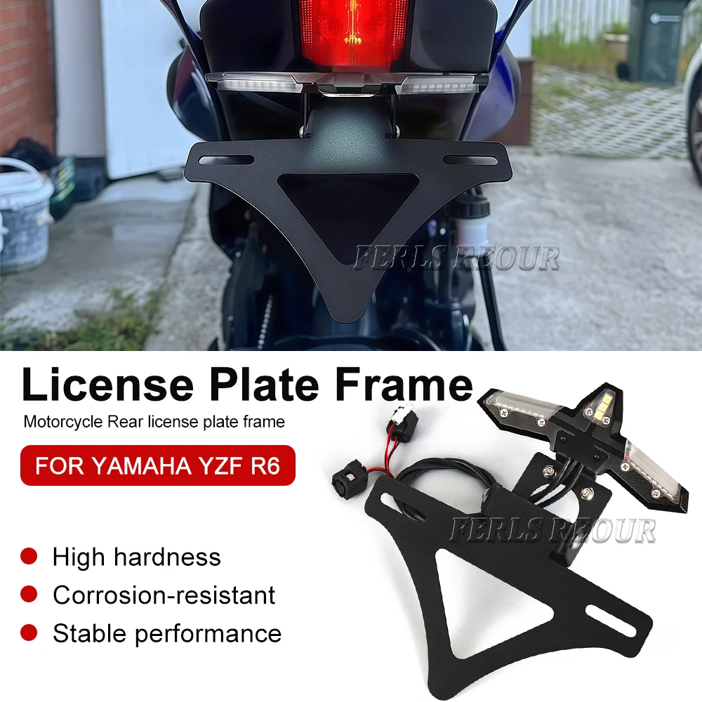 For  Yamaha YZF R6 Motorcycle Rear Tidy License Plate Mount Holder Turn Signal Kit Glowed Waterproof Motorcycle Accessories