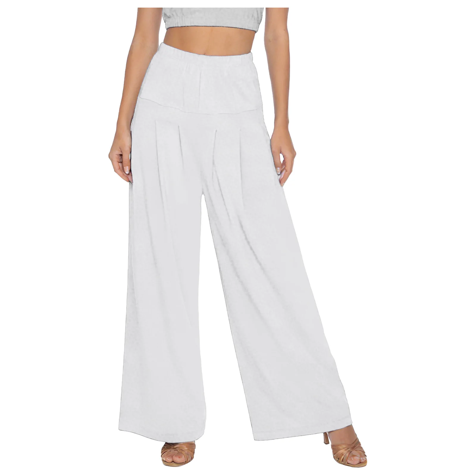 Womens Worship Dance Costumes Long Pants Elastic Waistband Wide Leg Casual Pants for Line Lyrical Dance Praise Modern Dancewear