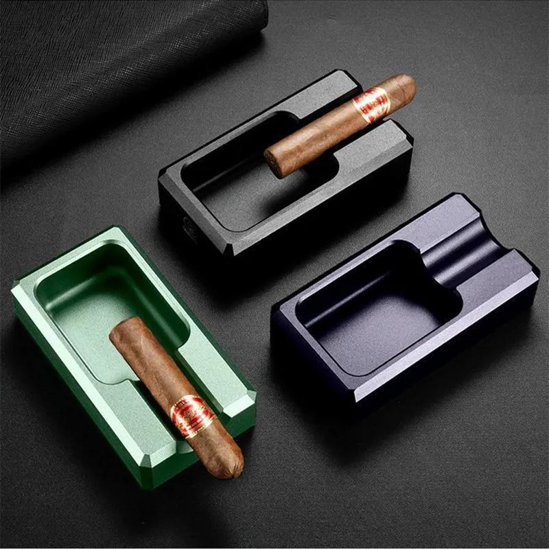 Portable Matte Metal Ashtray Cigar Ashtray Large-Caliber Cuba Cigar Holder Home Tobacco Cigarette Smoking Accessories