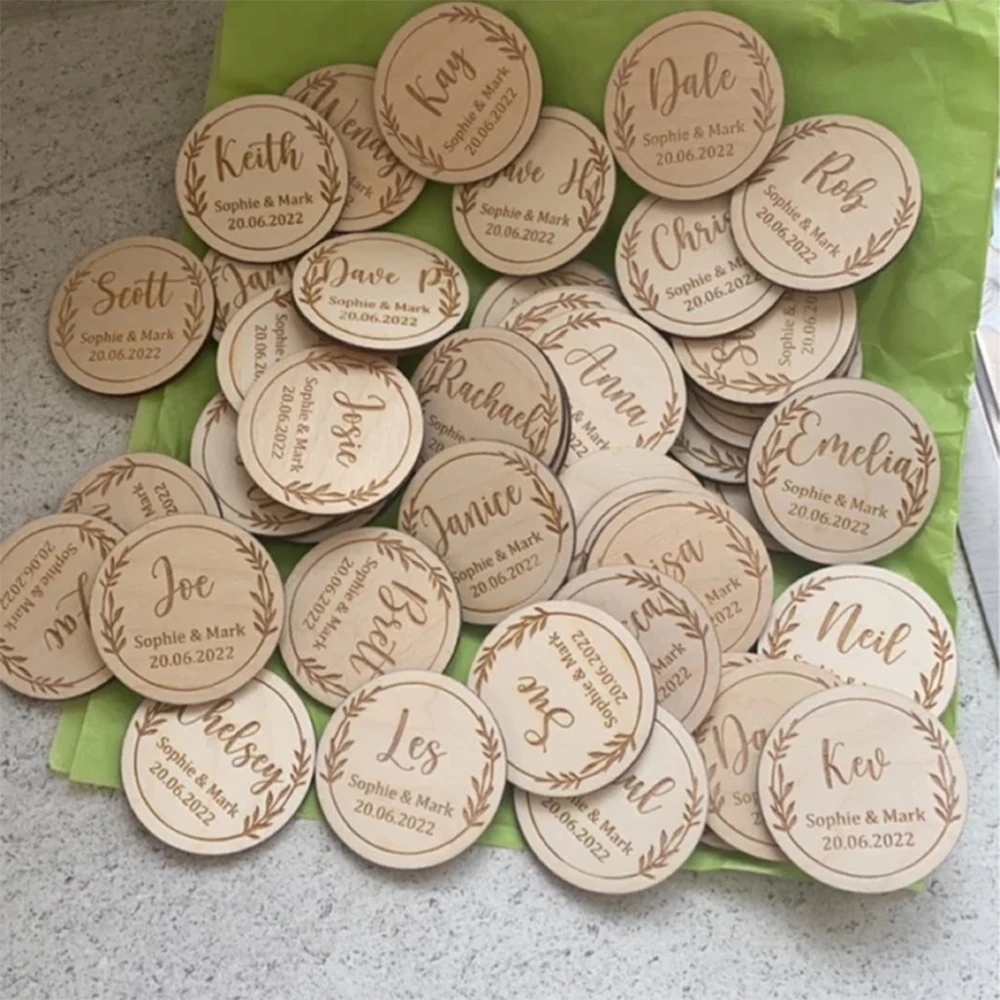 Place Cards Wedding Place Cards Laser Cut Name Custom Place Settings WOOD names Bridal Party Place Card Gift Tags Party Decor