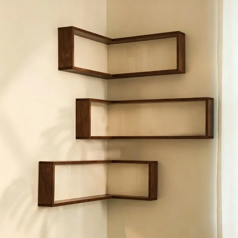 Corner Wall Storage Racks Wall Mount Toys Display Stand Household Solid Wood Shelf Indoor Corner Space Saving Storage Tools