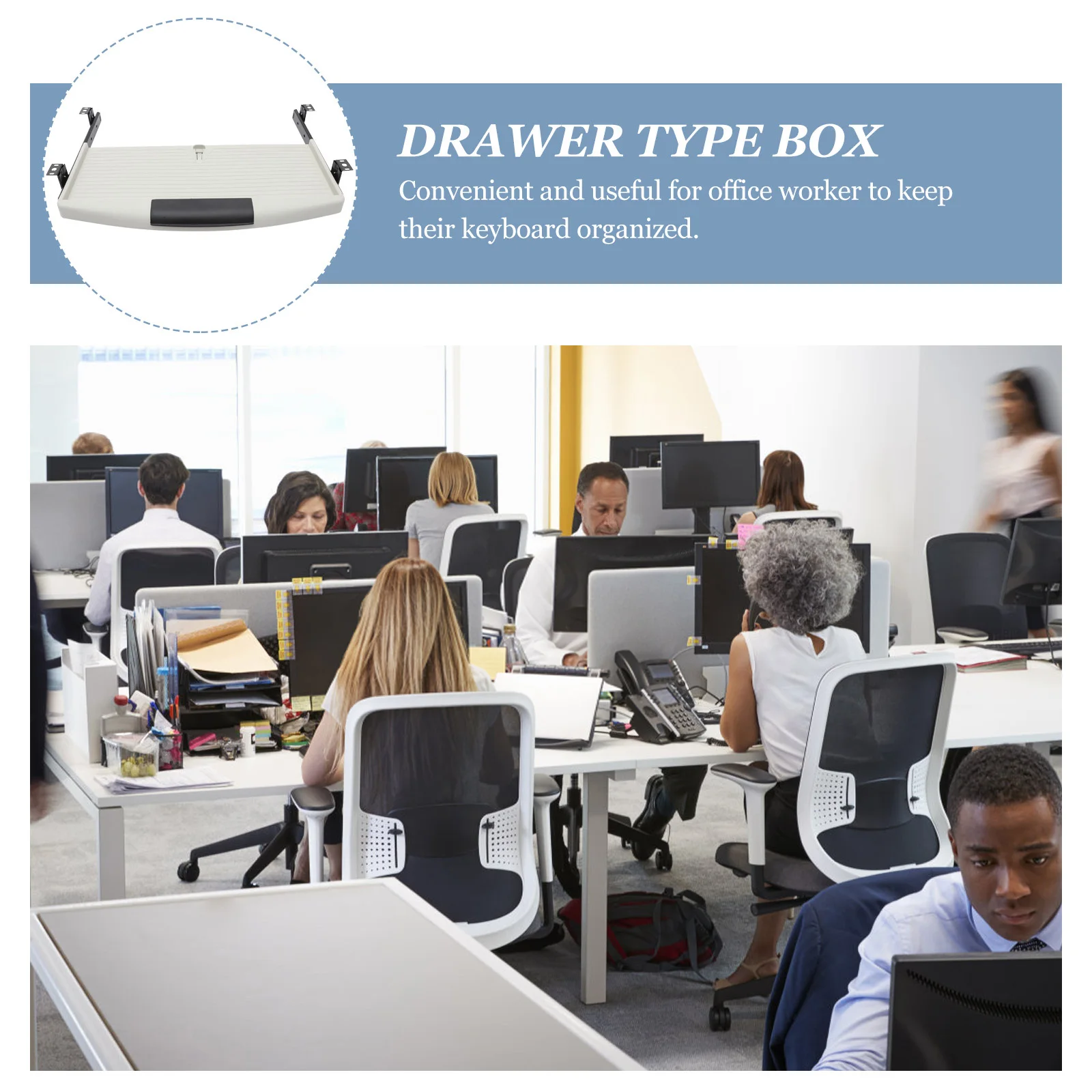 

1Pcs Keyboard Storage Box Drawer Type Under Table Desk Organizer Keyboard Storage Case Office Under Desk Hidden Drawer