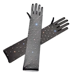 Guantes largos malla encaje para mujer, protectores solares, Anti-UV, elásticos, elegantes, ultrafinos, conducción, ciclismo, negro