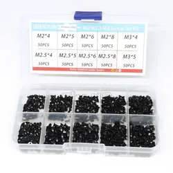 250Pcs/500Pcs M2 M2.5 M3 KM Screw Flat Head Phillips Screws Laptop Notebook Screws Set Kit for computer small screw