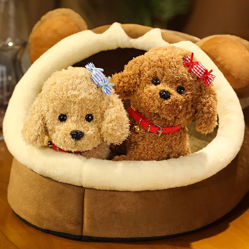 22 cm Kreative Realistische Teddy Hund Glück Simulation Hund Pudel Plüsch Spielzeug Handgemachte Realistische Figur Spielzeug Plüsch Kuscheltiere – Detail 10