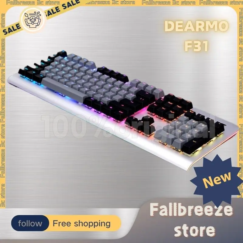 

Dearmo F31 Mechanical Keyboard Wired Keyboard Rgb Backlit 104keys Aluminium E-Sports Keyboard Hot Swap Gaming Keyboard Boy Gifts