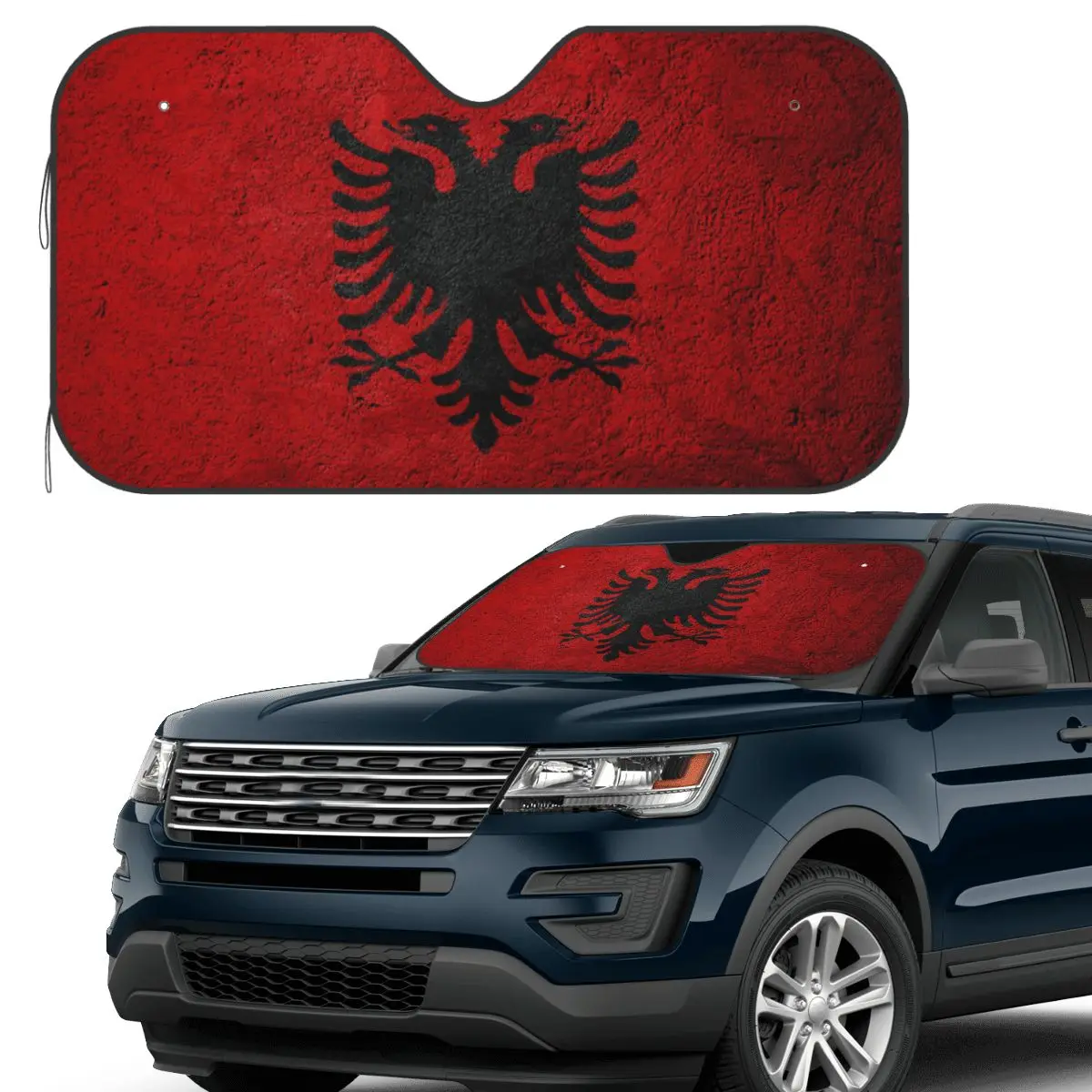 

Albania Flag 04 Sunshade Windscreen Car Front Windshield Window Sun Visor Accessories Covers