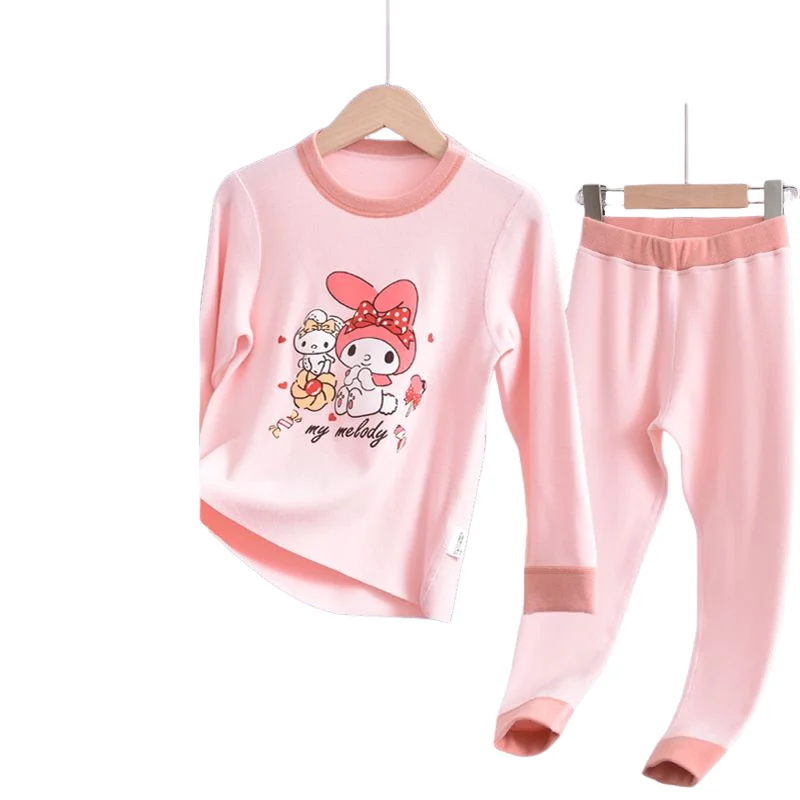 Sanrio Girl Thermal Underwear Suit Kuromi Delong Keep Warm Lounge Clothes My Melody Cartoon Soft Base Inner Wear Clothing New