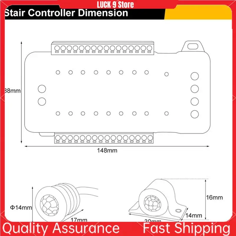 16 Channels Led Stair Light Staircase Controller 2 PIR For Indoor Flexible LED COB Strip Light-AB52