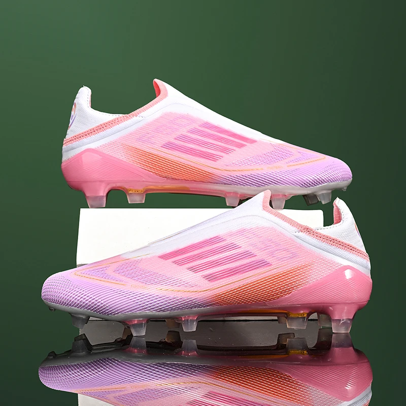 2712 Chuteiras de futebol masculinas sem renda SLIP-ON antiderrapante chuteiras de futebol para meninos TF/FG Botas de futebol de treinamento Chuteira Campo