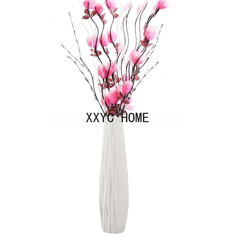 Minimalist White Ceramic Vase Decoration Home Floor Large Plants Nordic Vase Tall Vasos Para Plantas Home Interior Design