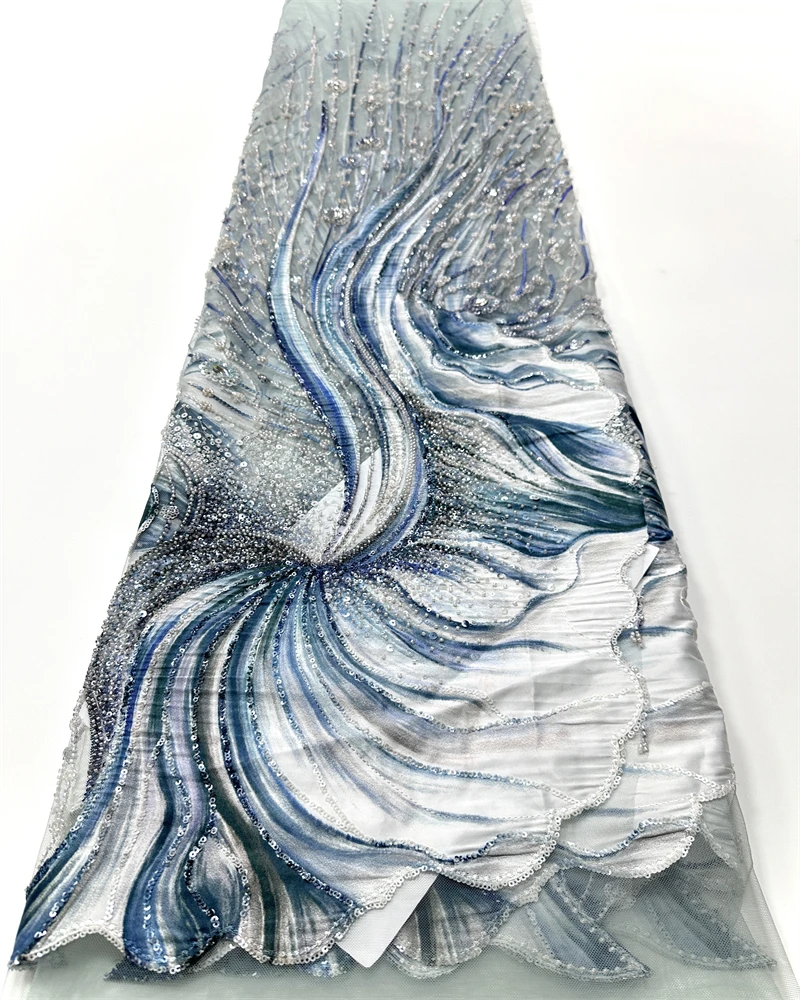 African Sequins Lace 2026 High Quality Lace Nigerian Lace French Beaded Tulle Lace Fabric For Party Dresses Sewing