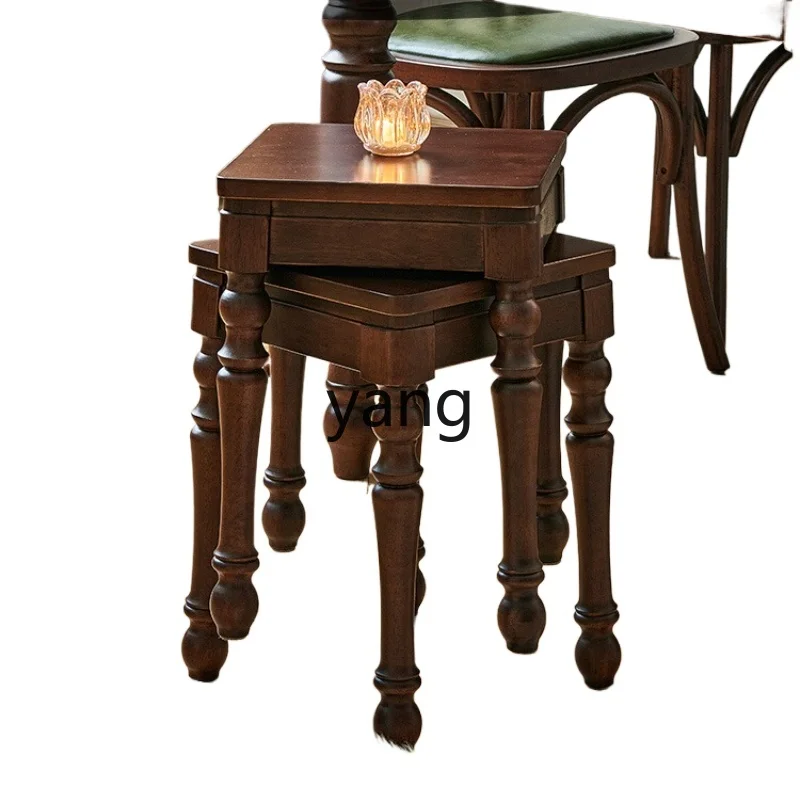 

LH solid wood stool stackable chair, home dining room living room square stool