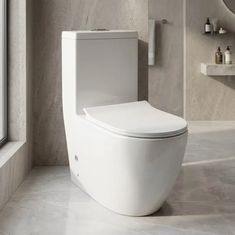 for Modern Bathroom Ceramic High Gloss White Glaze Floor to Ceiling Integrated Toilet with Double Flush Function