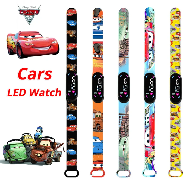 Disney Cars Children Watches Boys Silicone Strap Sport Touch Wristband Bracelet Led Kids Watch Girls Digital Student Clock Gift