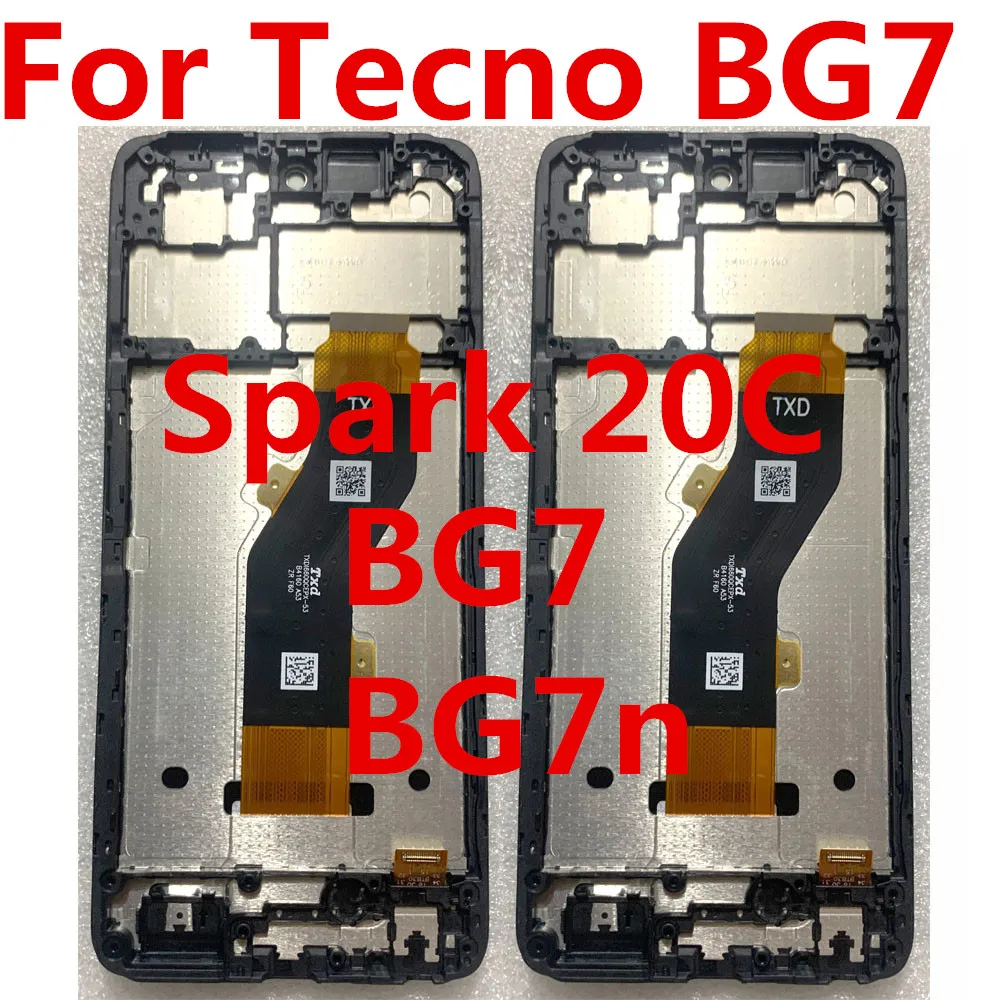 For Tecno BG7 Frame LCD Display Spark 20C BG7 n LCD Screen Touch Panel Digitizer For Tecno Spark 20c LCD Frame