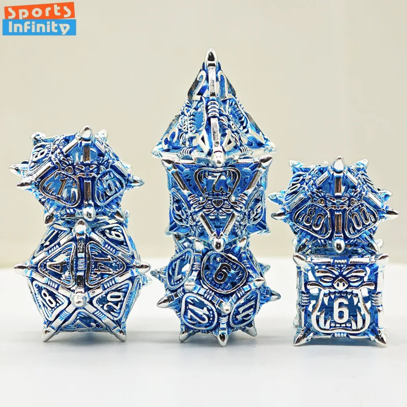 

7pcs of Exquisite Metal Hollow Digital Dice Set Dnd RPG Cthulhu COC Board Game Running Group Number Dice Kit Polyhedral DND Dice