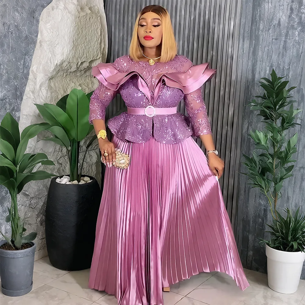 

African Party Dresses for Women 2025 Elegant Turkey Muslim Maxi Dress Plus Size Fashion Dashiki Ankara Wedding Evening Gown