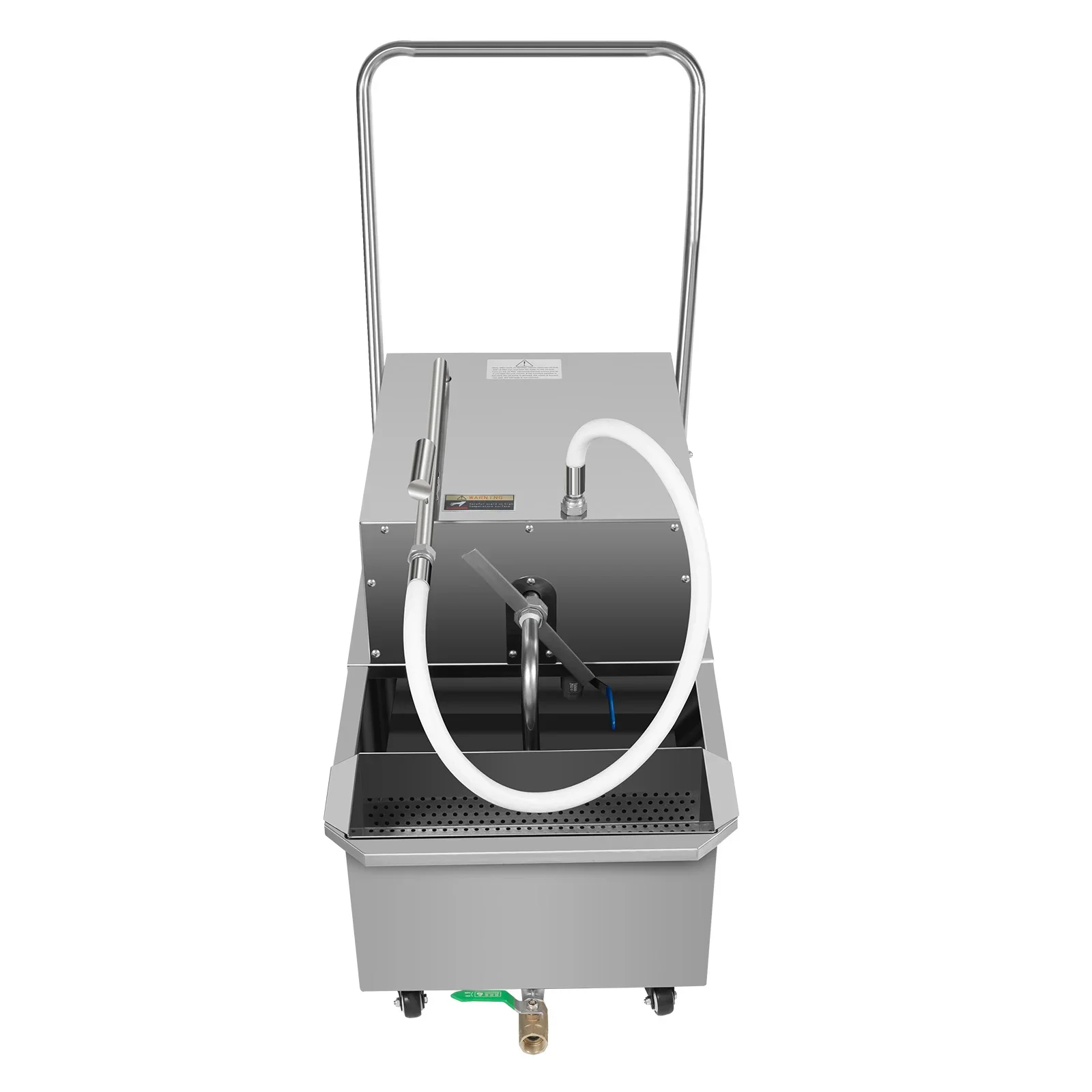 ماكينة تصفية المقلاة التجارية من الفولاذ المقاوم للصدأ 550 وات 110 فولت، 55 لتر/14.53 جالون عربة تعبئة الزيت التجارية فاصل الشاحنة للطهي