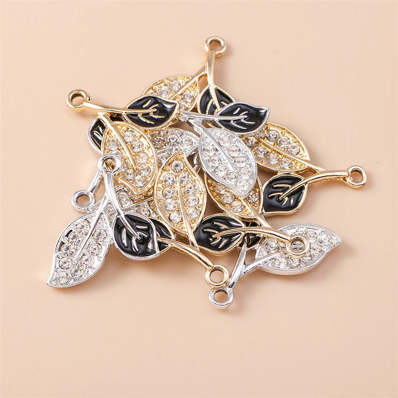 

20pcs 19x24mm Cute Crystal Enamel Tree Leaf Charms Pendants for Jewelry Making Necklaces Earrings Bracelets DIY Crafts Supplies