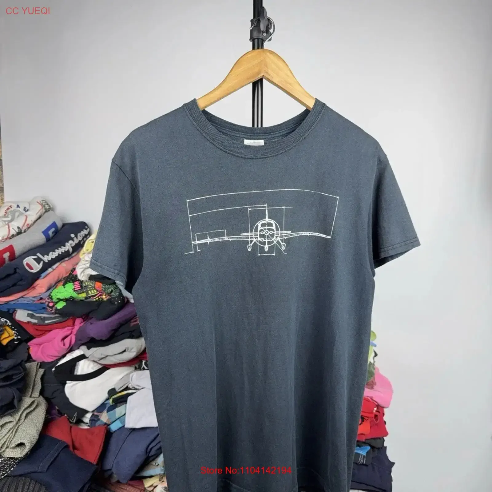 Retro 00s Cirrus Aircraft Blueprint Plane T Shirt Technical Diagram Men s M Size vintage Washed Stretched Stylish Versatile