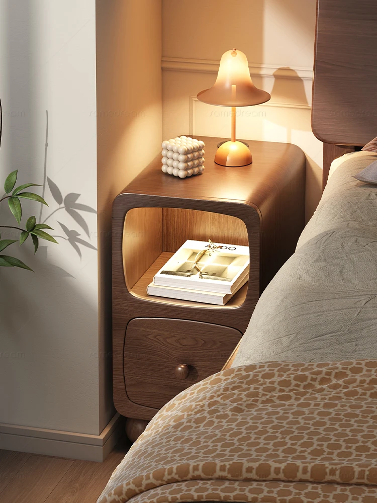 Solid wood bedside table simple modern ultra-narrow crevice small bedside table extremely narrow household bedroom