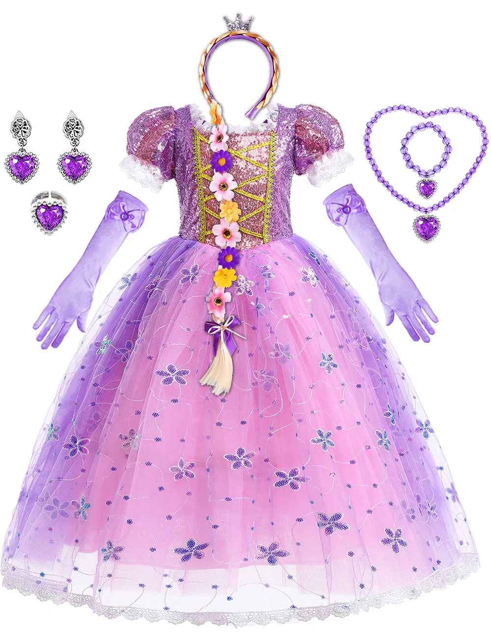 فستان الأميرة الأرجواني للفتيات من Fairy Tale فستان هدية عيد ميلاد للهالوين وعيد الميلاد وحفلات أداء الكرنفال مع أ #1
