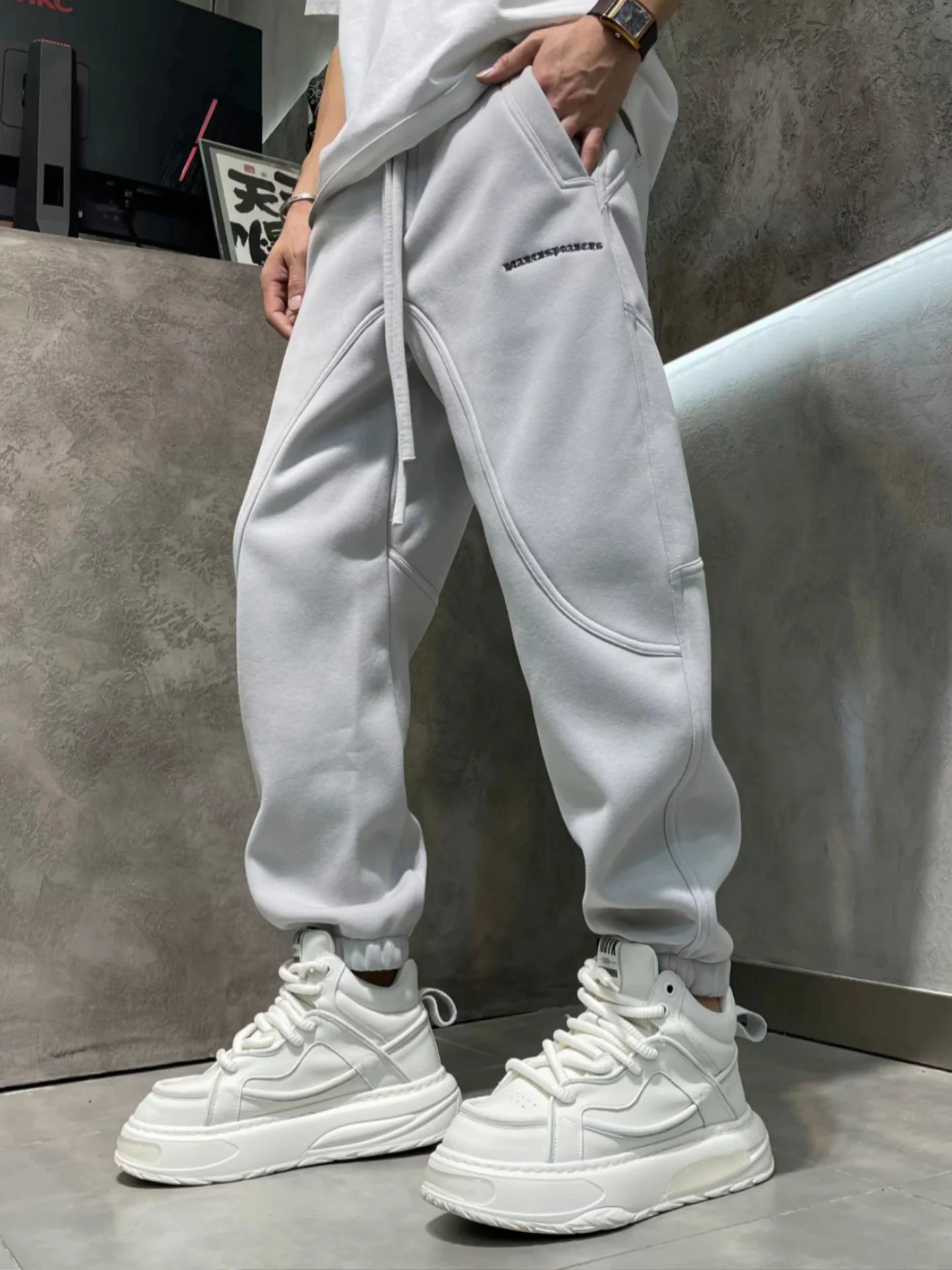 

Американский Sle, тяжелые, модные брендовые мужские зимние новые удобные теплые спортивные повседневные брюки, прямые брюки с манжетами для отдыха...