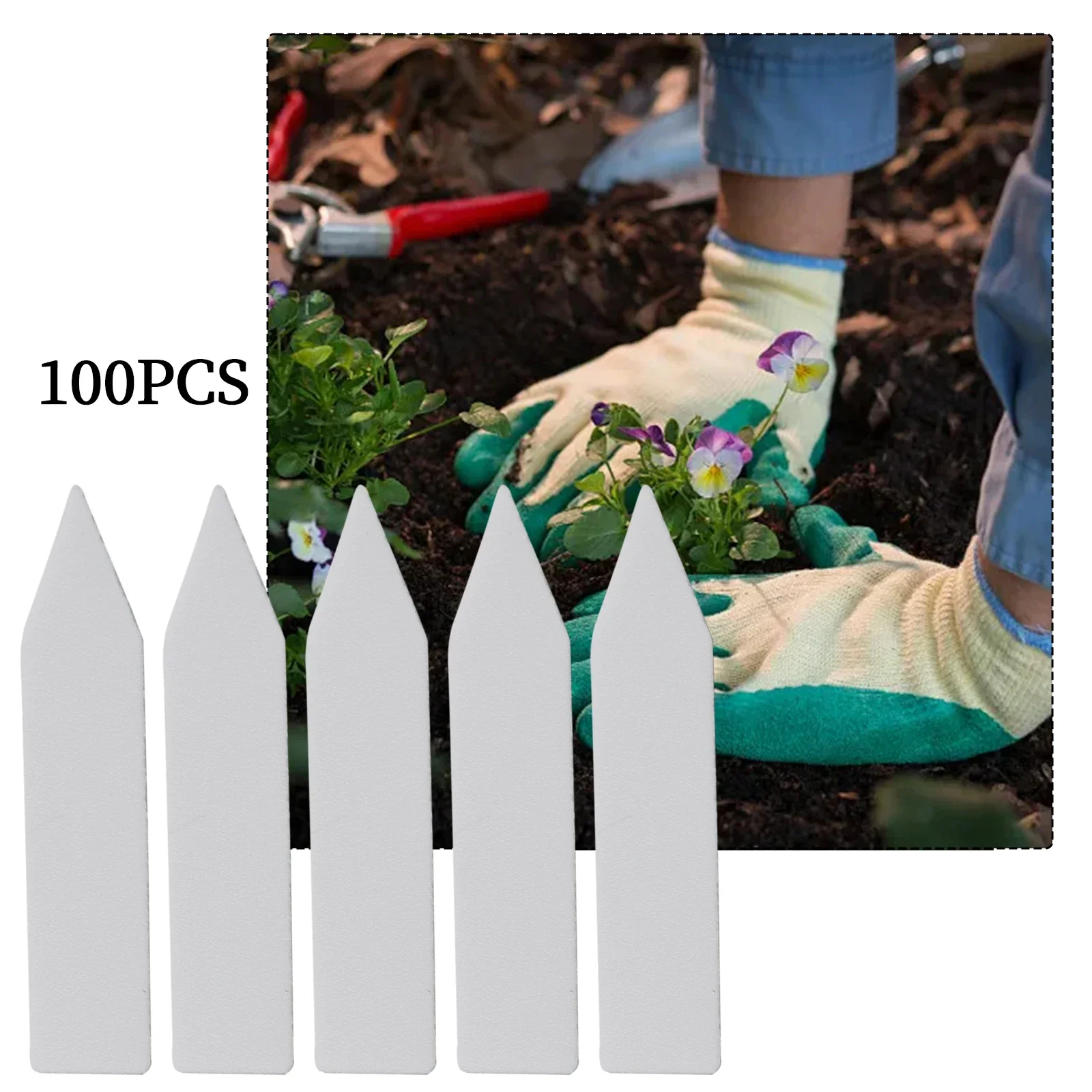 

100pcs Garden Plant Labels Plant Accessories Flower Pots Plastic Plant Tags Nursery Markers Label Tray Mark DIY Tool