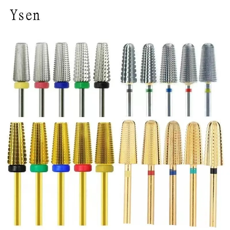 New 5 IN 1 Tapered Carbide Nail Drill Bits Two-Way Carbide Bit Drill Accessories Milling Cutter For Manicure left and right hand