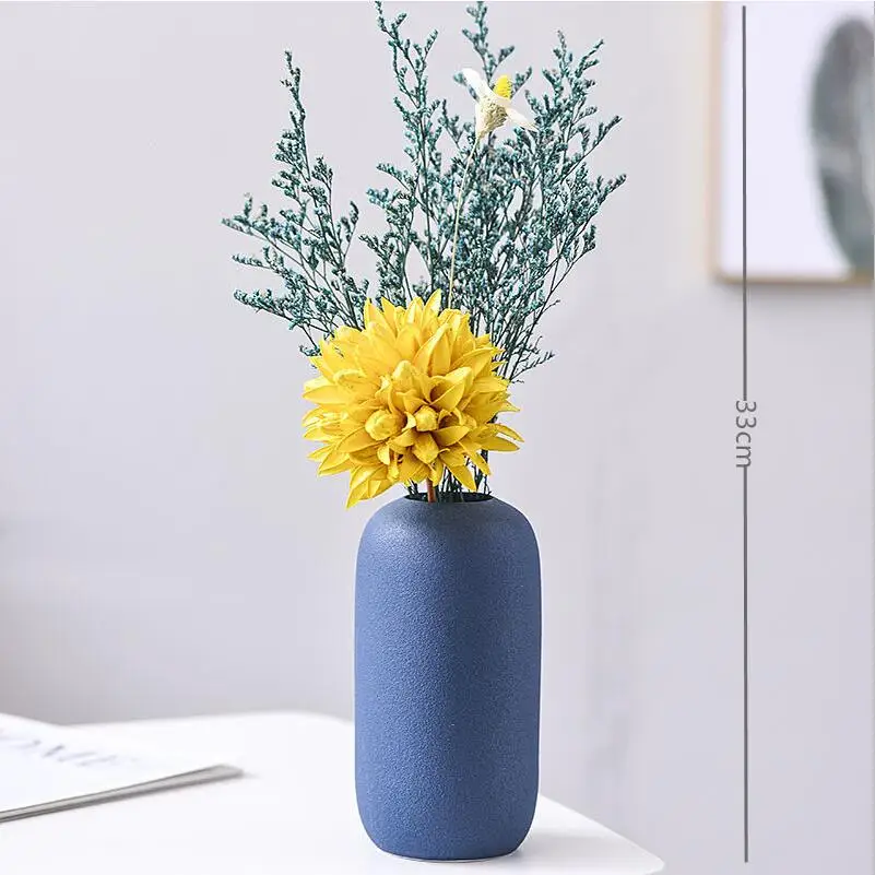 Vase Decoration Living Room High-grade High Color Value Dried Flower Bouquet Ceramic TV Cabinet Bedroom Room Decoration