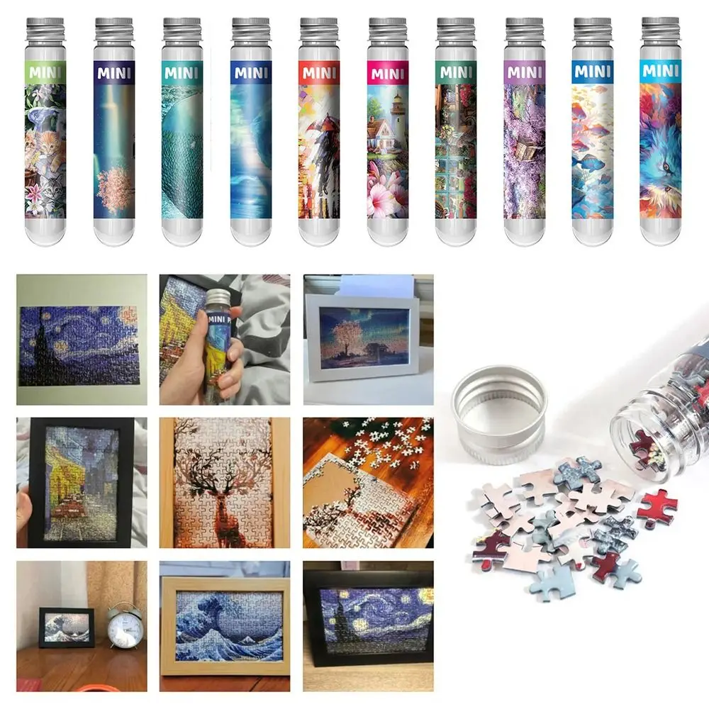 

150PCS/Set Cartoon Oil Painting Jigsaw Puzzles Gifts Mini Puzzle Game Test Tube Decompression Game Adult Children