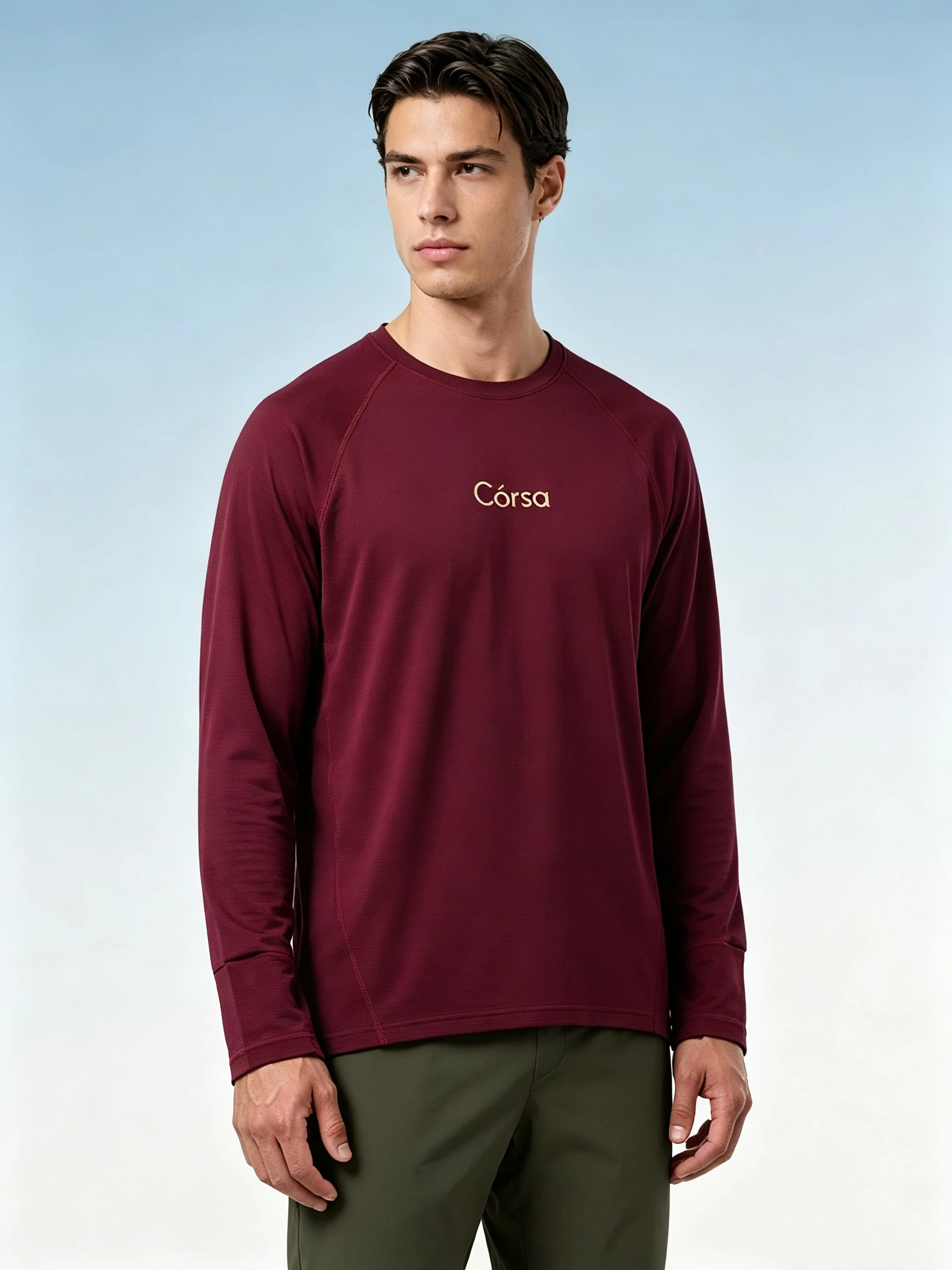 Quick Dry Breathable Outdoor Casual Long Sleeve T-Shirt Color Block Design Polyester Spandex round Neck Running Fitness Climbing
