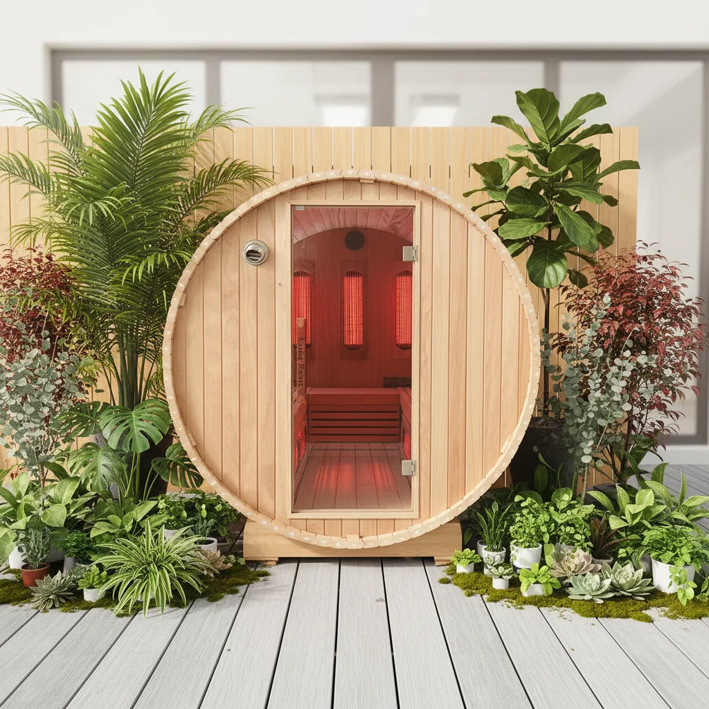Electric Outdoor Solid Wood Barrel Sauna Room with Wet Steam for Villa Relaxation